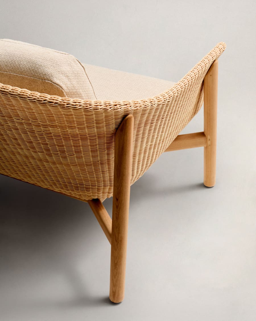 Galea 2-seater sofa in FSC 100% solid teak wood and synthetic rattan 170,5cm
