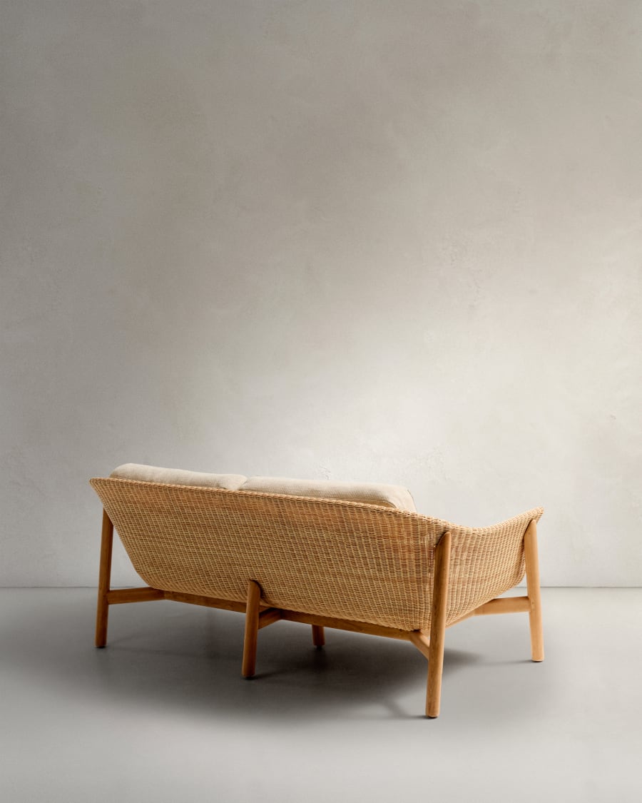 Galea 2-seater sofa in FSC 100% solid teak wood and synthetic rattan 170,5cm