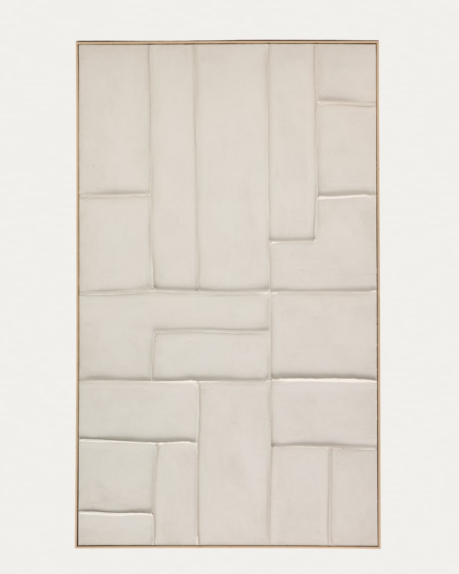 Klis white linen picture with geometric shapes, 120 x 200 cm