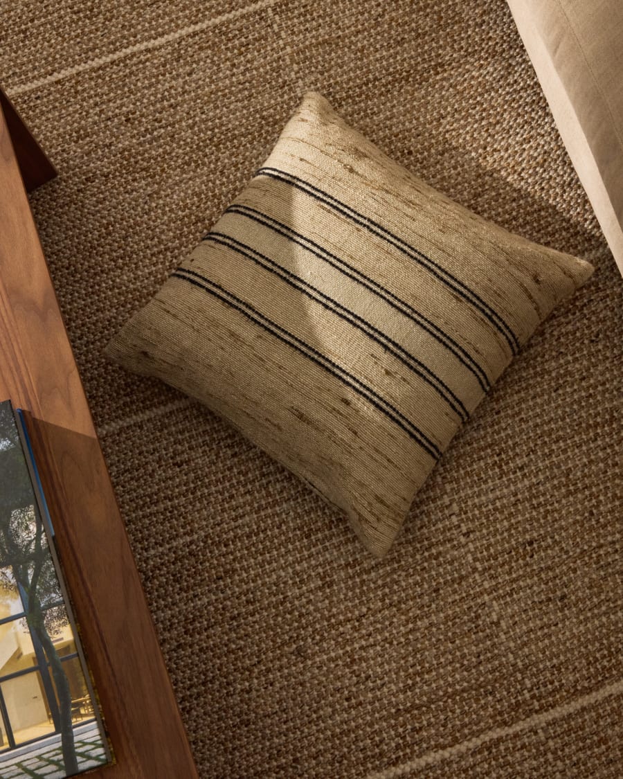 Dorien beige cushion cover with contrasting woven stripes 45 x 45cm