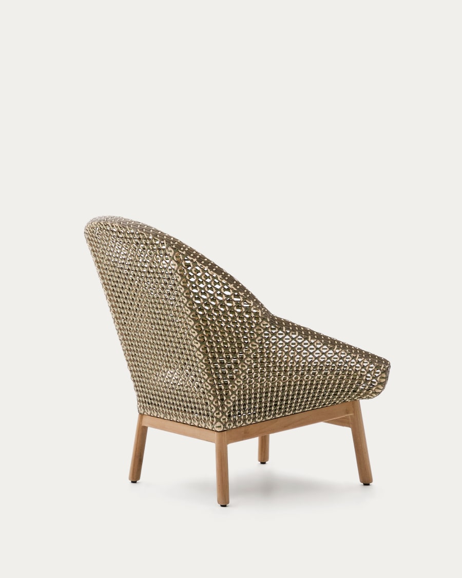 Olbia armchair with high backrest in synthetic rattan and FSC 100% solid teak wood