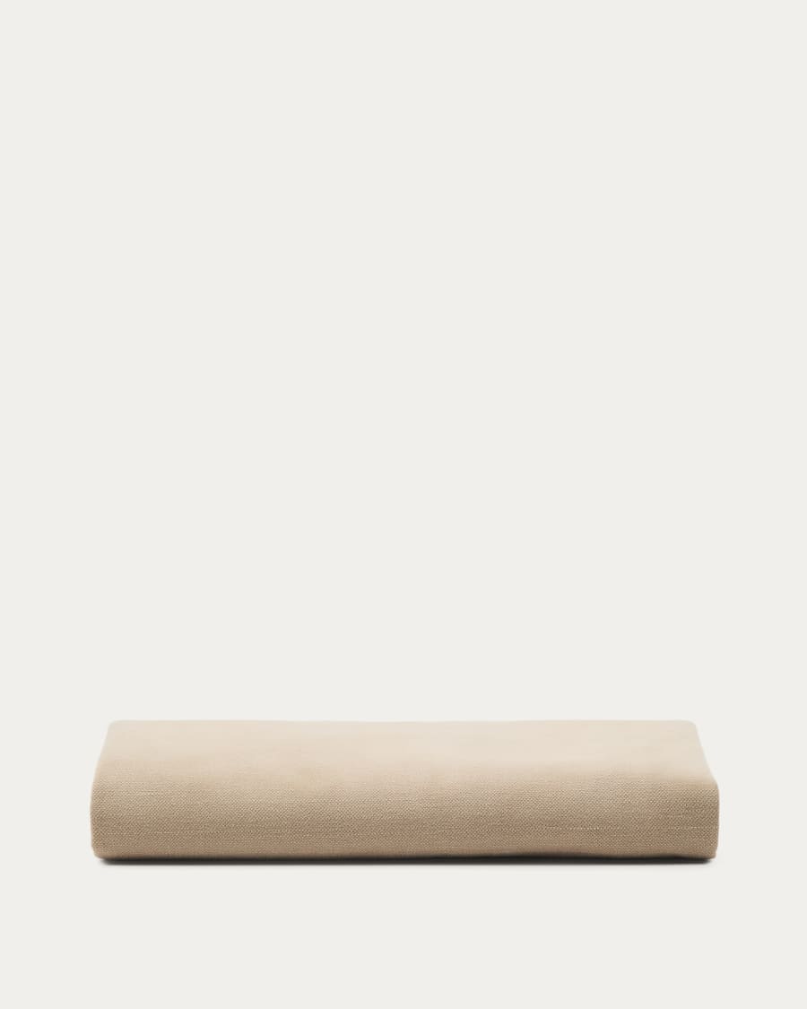 Jaira linen and cotton bed base cover in taupe for a 90 x 200 cm mattress