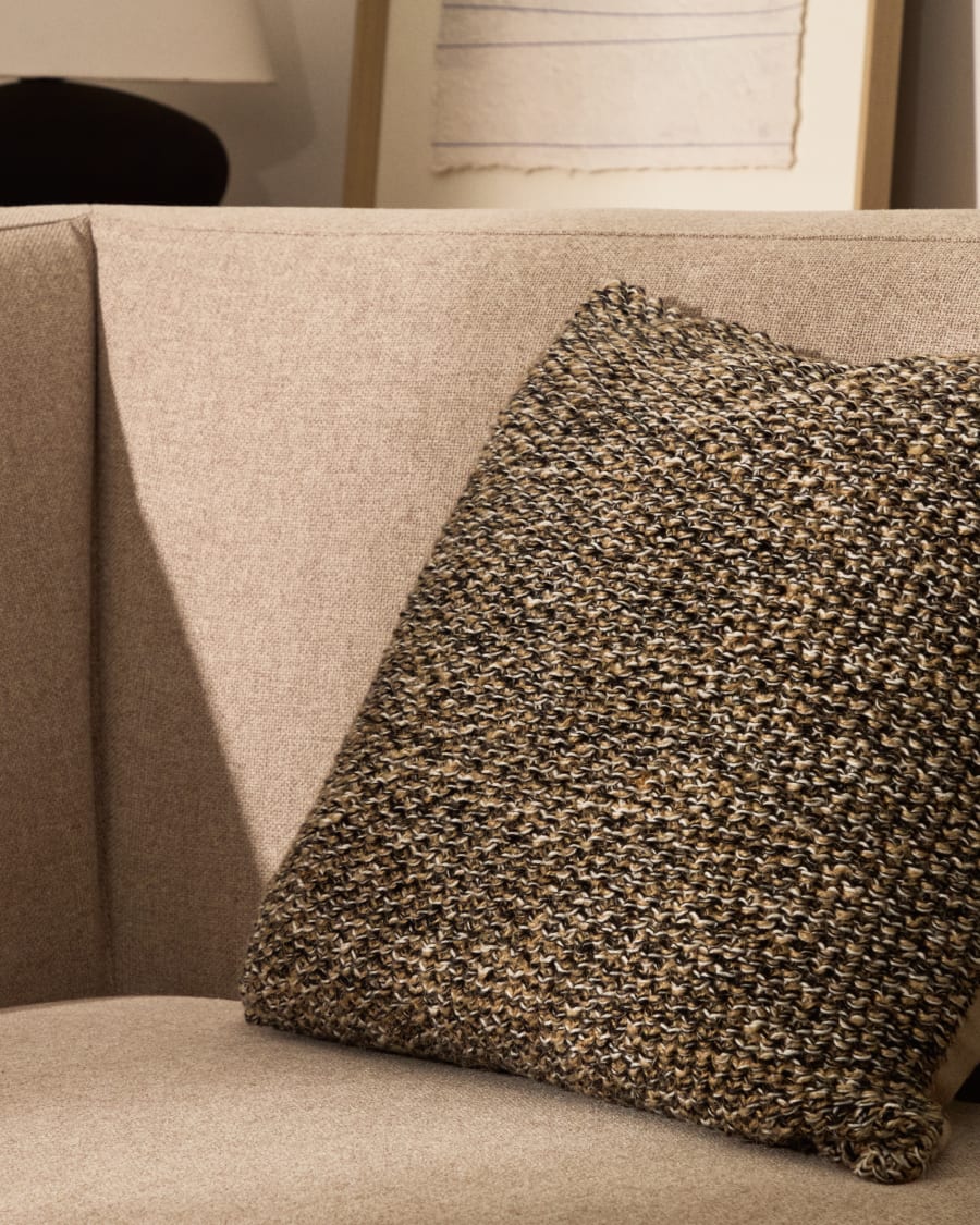 Tivra black cotton and jute cushion cover 45 x 45cm