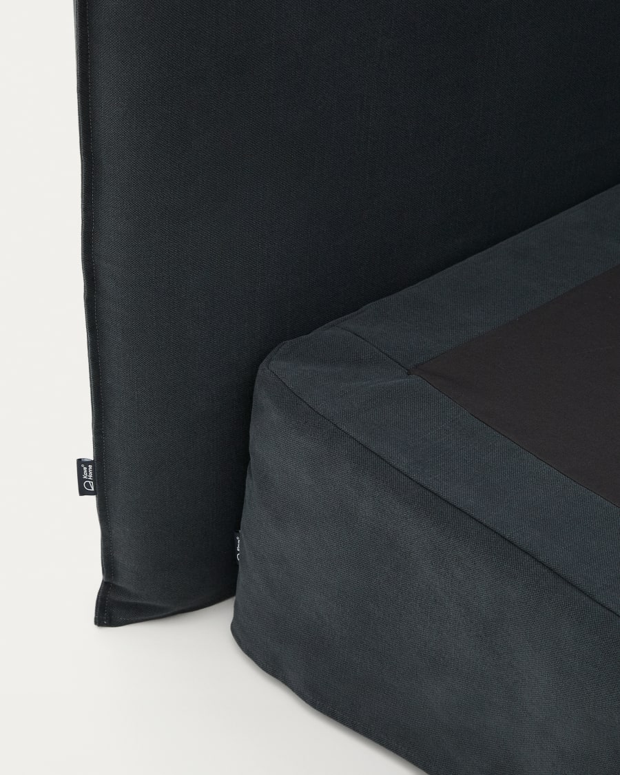 Anthracite grey linen and cotton Jaira bed base cover for a 150 x 190 cm mattress