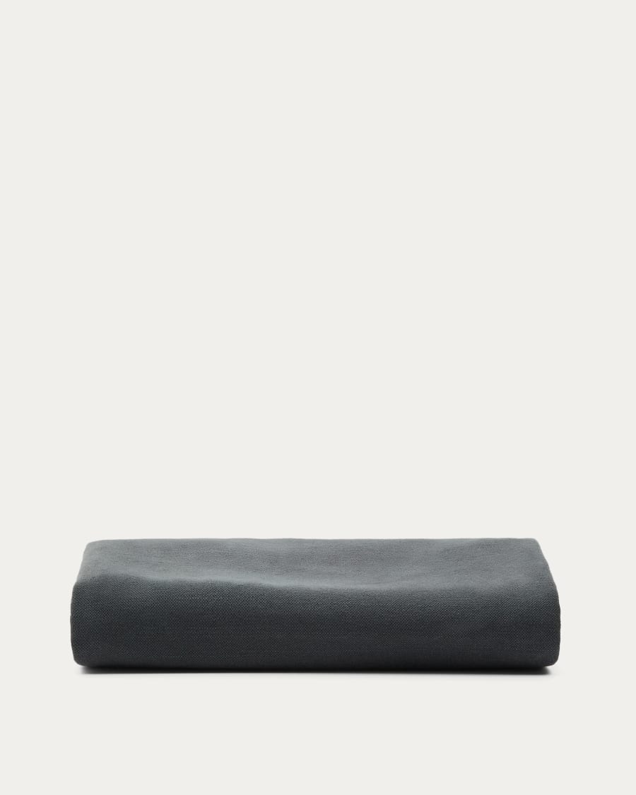Anthracite grey linen and cotton Jaira bed base cover for a 150 x 190 cm mattress