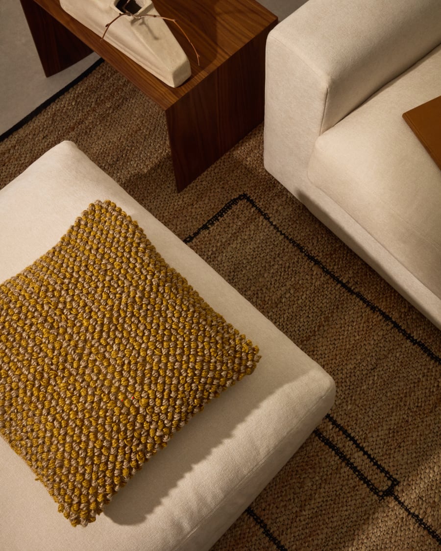 Sayen mustard jute cushion cover 50 x 50 cm