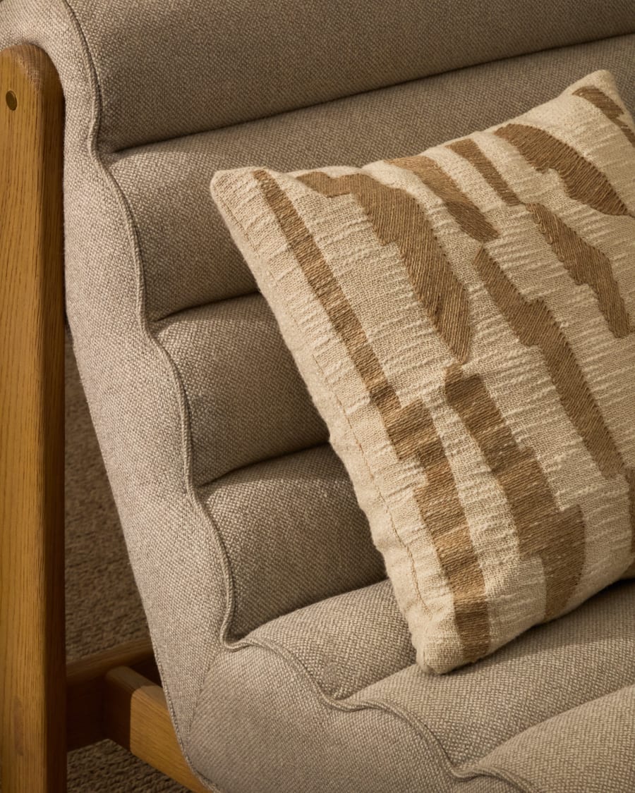 Kissenbezug Arvai aus 100 % Baumwolle mit Jutestickerei in Beige 45 x 45 cm