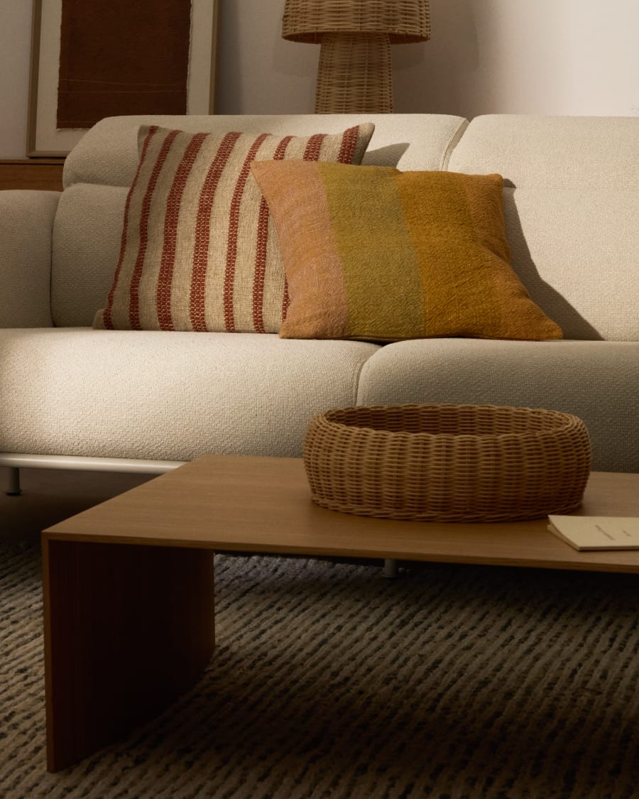 Taris mustard striped linen cushion cover 50 x 50cm