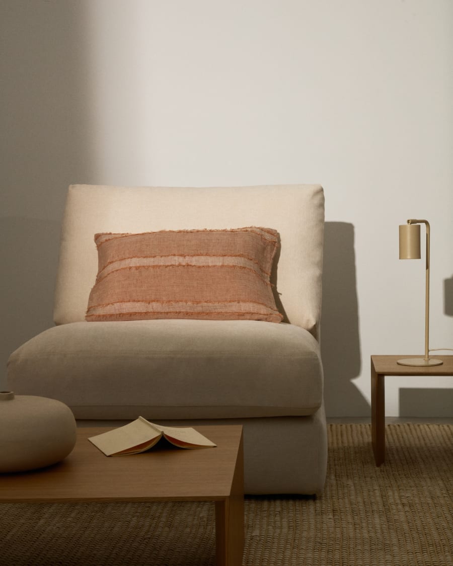 Neris terracotta 100% linen cushion cover 40 x 60cm