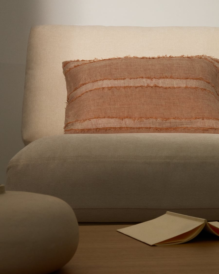 Neris terracotta 100% linen cushion cover 40 x 60cm