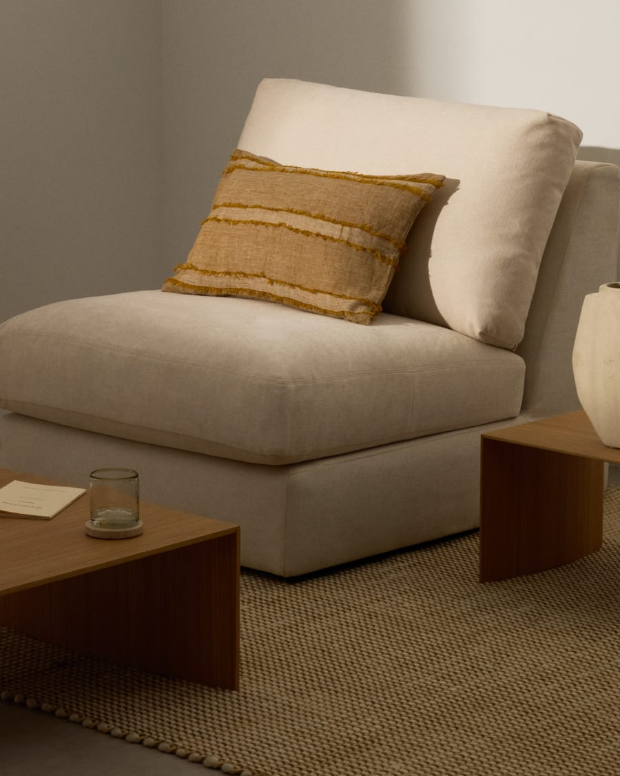 Neris mustard 100% linen cushion cover 40 x 60cm