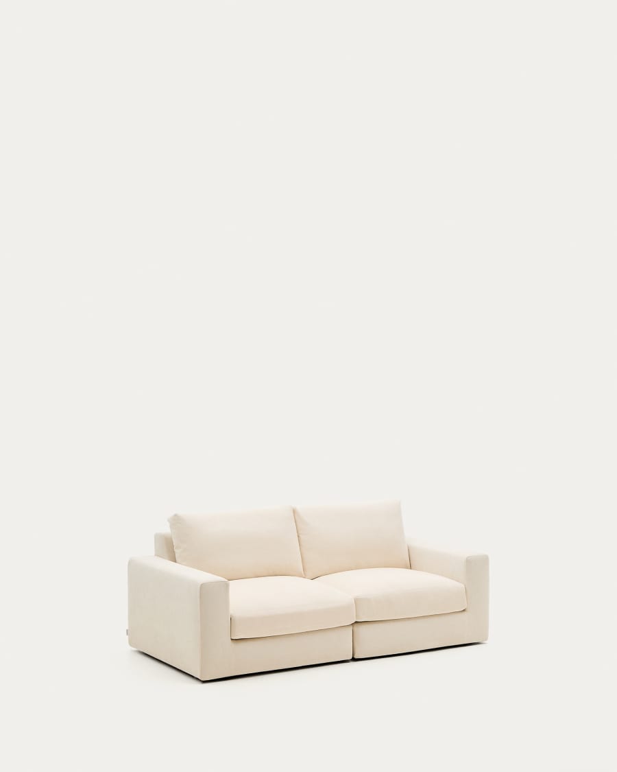 Alea ecru chenille 3-seater modular sofa with removable cover 220cm