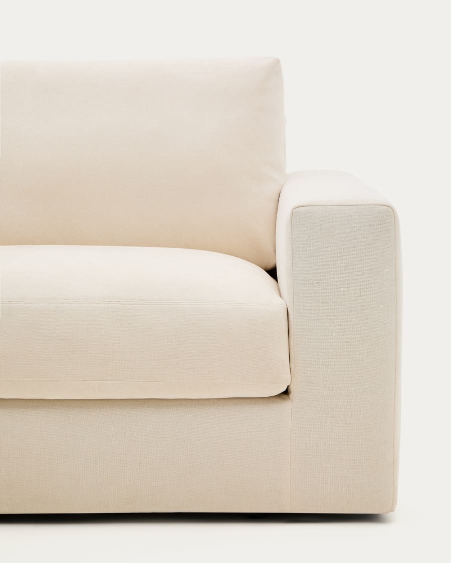 Alea ecru chenille 3-seater modular sofa with removable cover 220cm