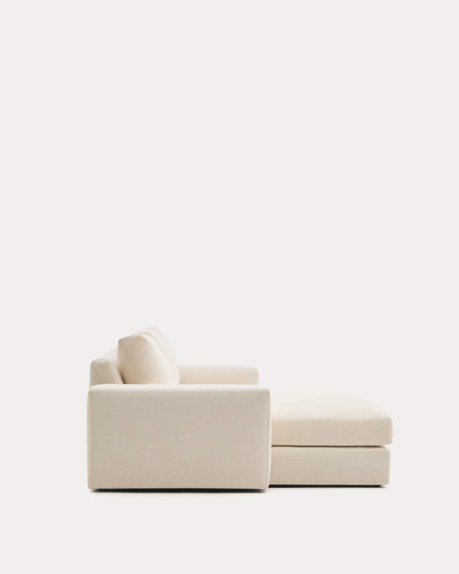 Modulares Sofa Alea für 3 Personen mit abnehmbarem Bezug aus Chenille mit Chaiselongue links in Ecru, 220 cm