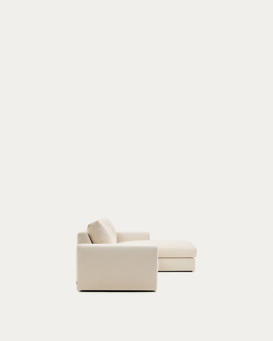 Alea ecru chenille 4-seater modular sofa with right chaise longue and removable cover 310cm