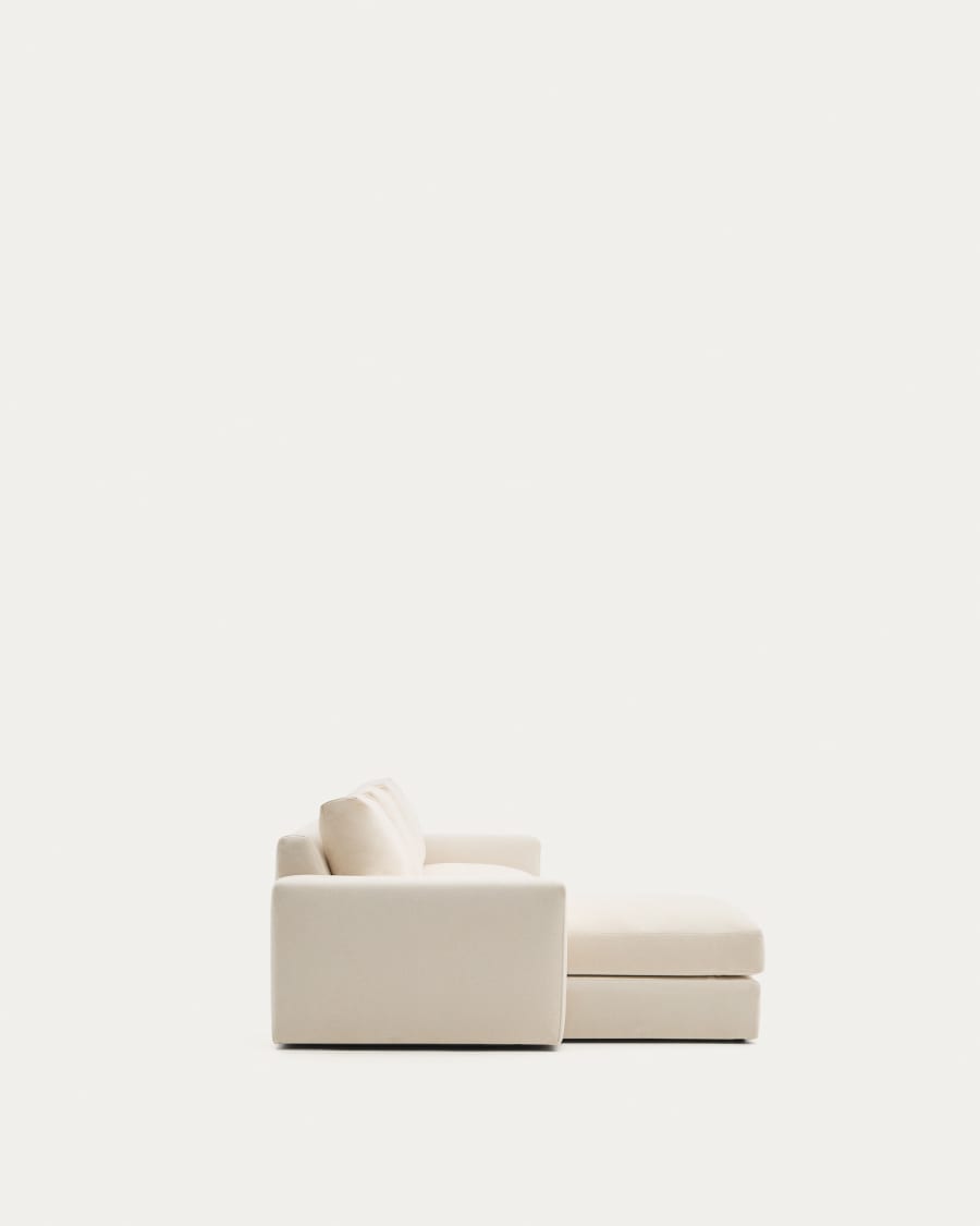 Modulares Sofa Alea für 4 Personen mit abnehmbarem Bezug aus Chenille mit Chaiselongue links in Ecru, 310 cm
