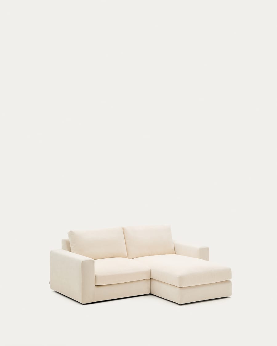 Alea ecru chenille 3-seater modular sofa with right chaise longue and removable cover 220cm