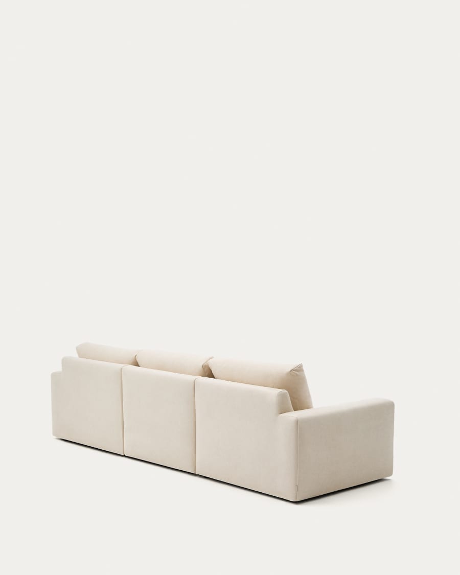 Alea ecru chenille 4-seater modular sofa with right chaise longue and removable cover 310cm