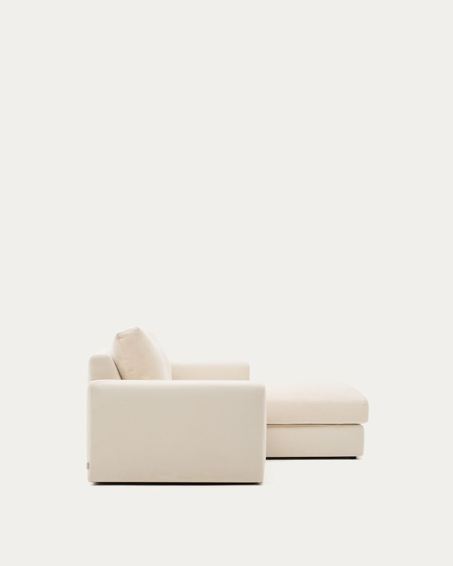 Alea ecru chenille 3-seater modular sofa with right chaise longue and removable cover 220cm