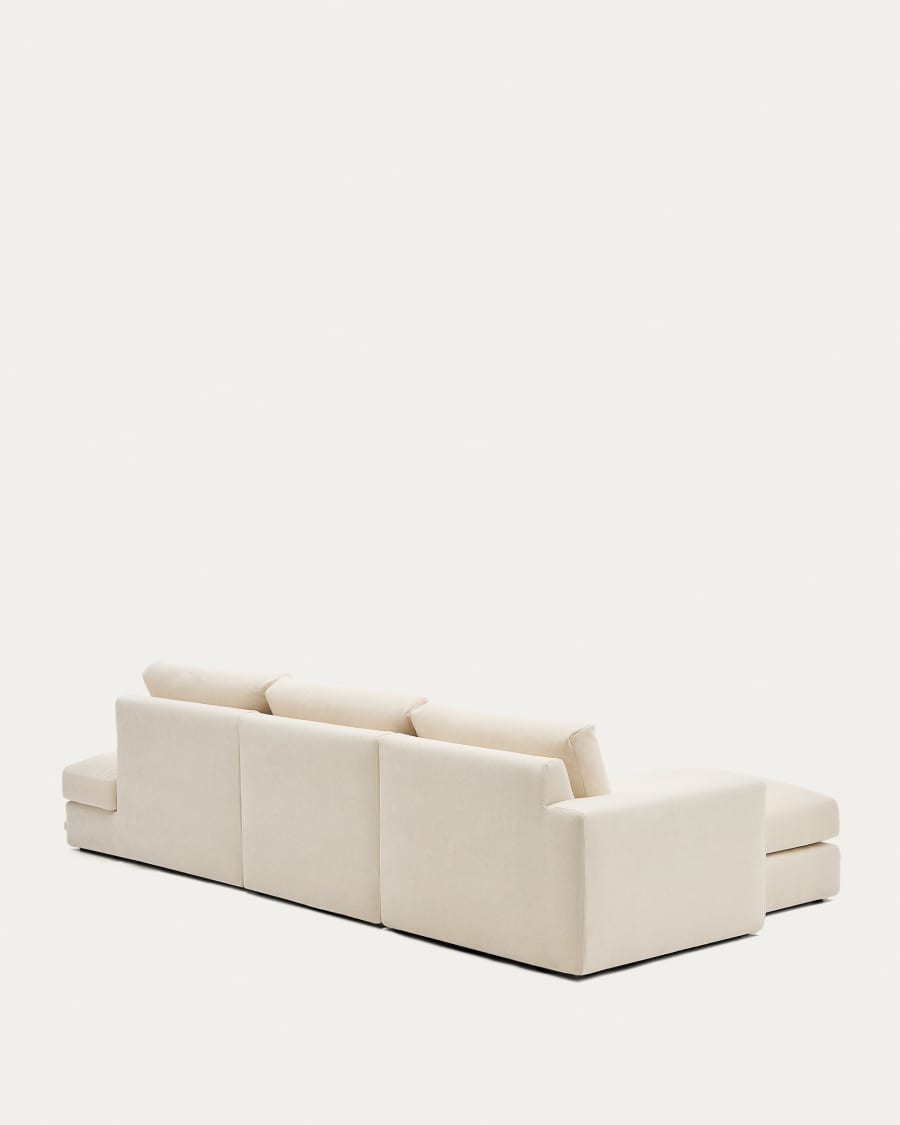Alea ecru chenille 5-seater modular sofa with left chaise longue and removable cover 340cm