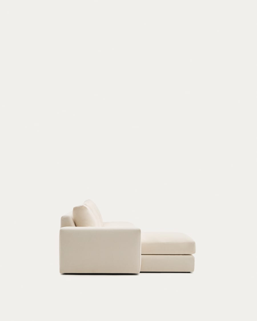 Alea ecru chenille 5-seater modular sofa with left chaise longue and removable cover 340cm