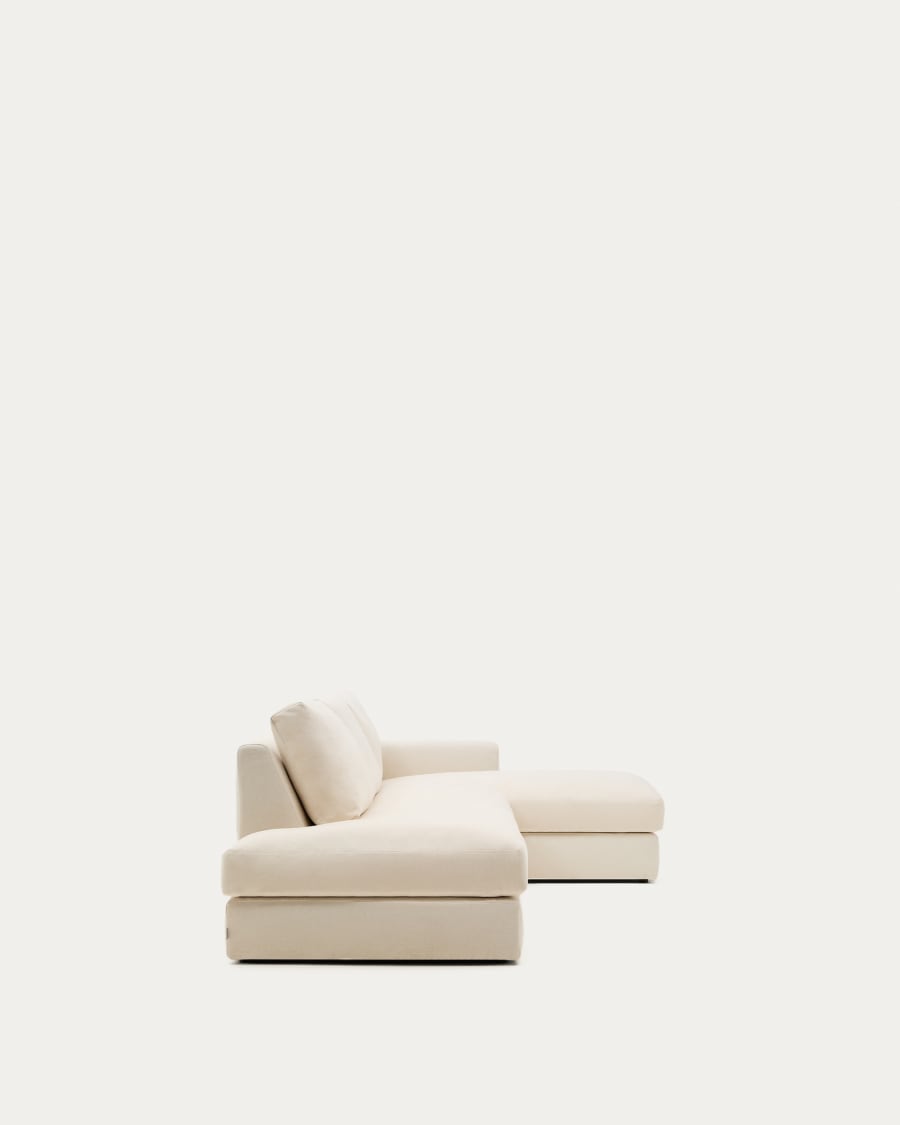 Alea ecru chenille 5-seater modular sofa with right chaise longue and removable cover 340cm