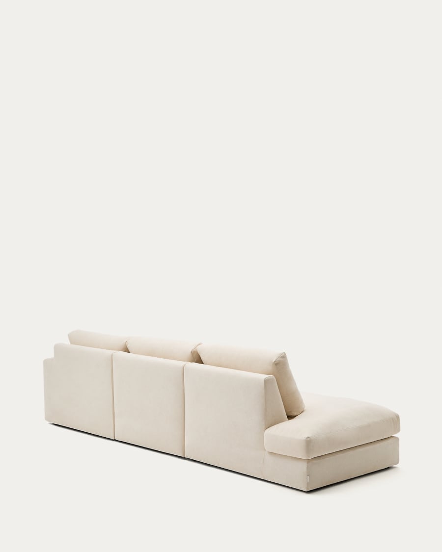 Alea ecru chenille 5-seater modular sofa with right chaise longue and removable cover 340cm