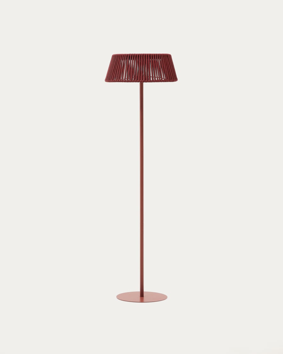 Lampadaire solaire d’extérieur Aldet en corde chinée terracotta et pied en métal terracotta Ø 46 cm