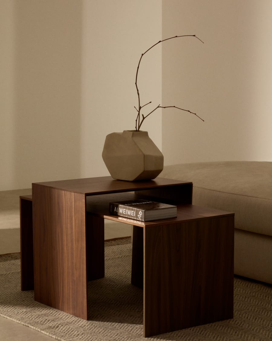 Litto walnut veneer side table, 55 x 40 cm