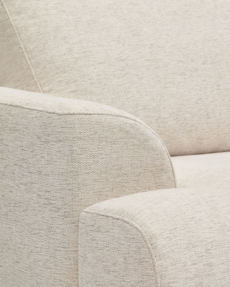 Karin 3 seater sofa in beige with solid beech wood legs, 231 cm