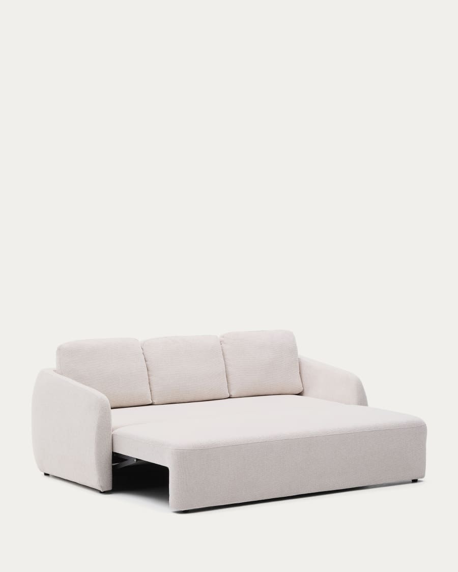 Laira 3-seater sofa bed in ecru chenille 218cm FSC Mix Credit