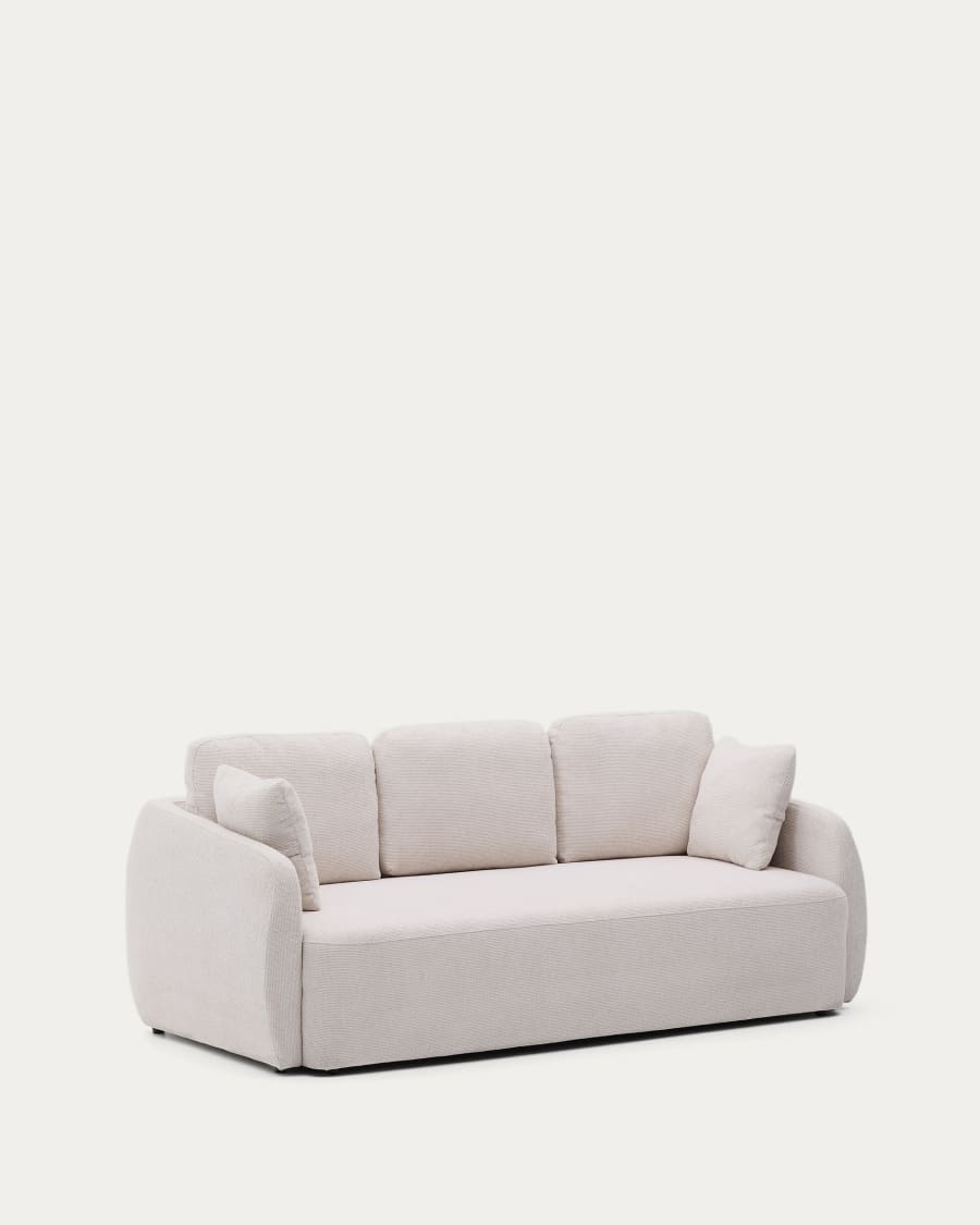 Laira 3-seater sofa bed in ecru chenille 218cm FSC Mix Credit