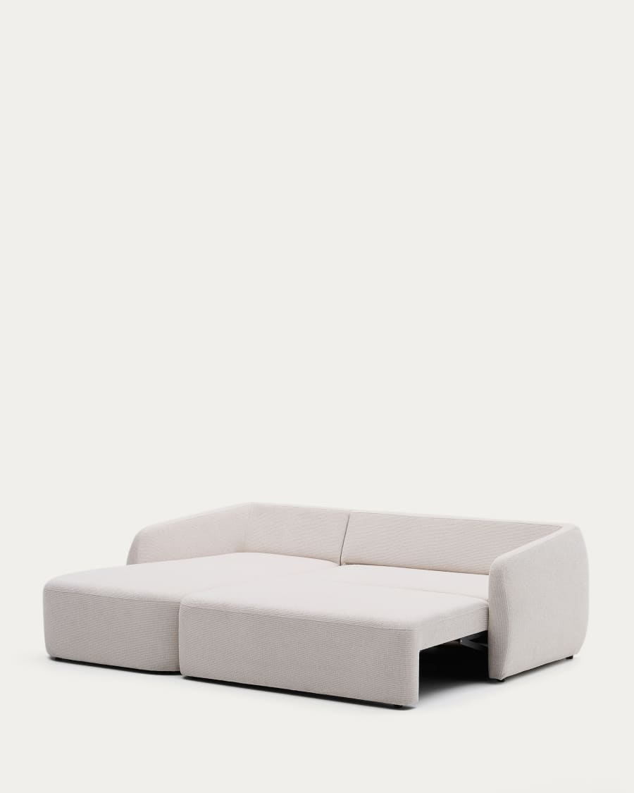 Laira 3-seater sofa bed with left chaise longue in ecru chenille 246cm FSC Mix Credit