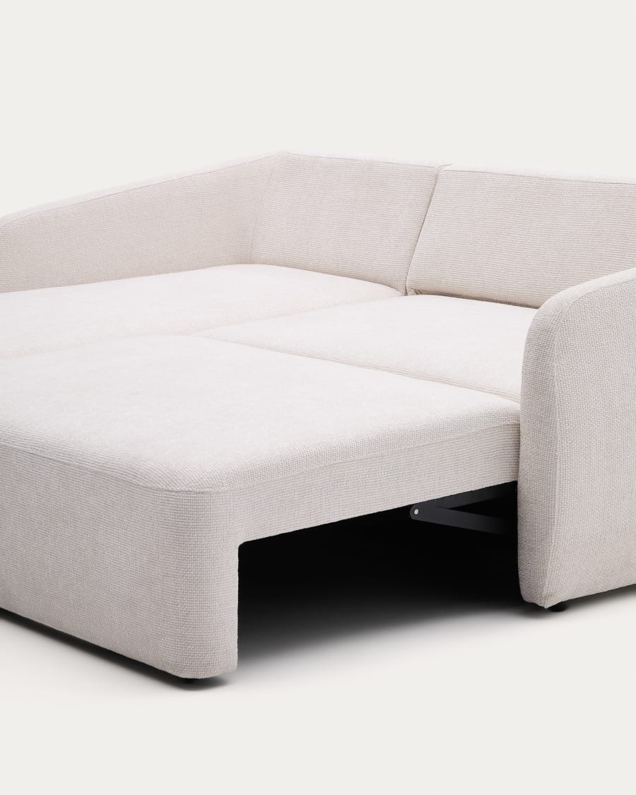 Laira 3-seater sofa bed with left chaise longue in ecru chenille 246cm FSC Mix Credit