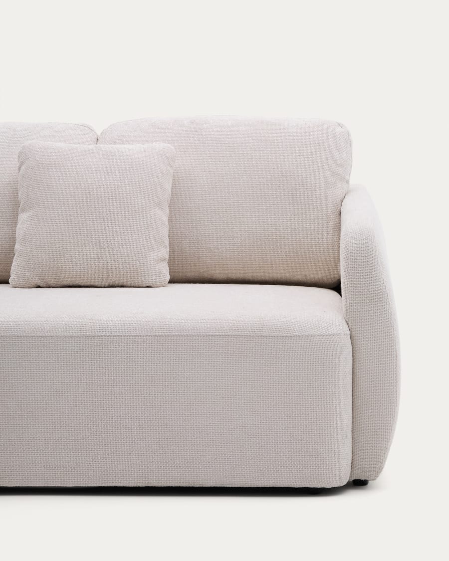 Laira 3-seater sofa bed with left chaise longue in ecru chenille 246cm FSC Mix Credit