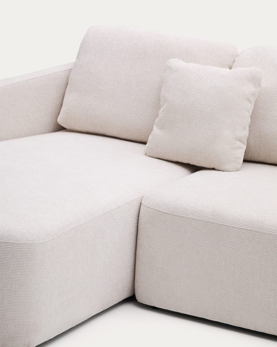 Laira 3-seater sofa bed with left chaise longue in ecru chenille 246cm FSC Mix Credit