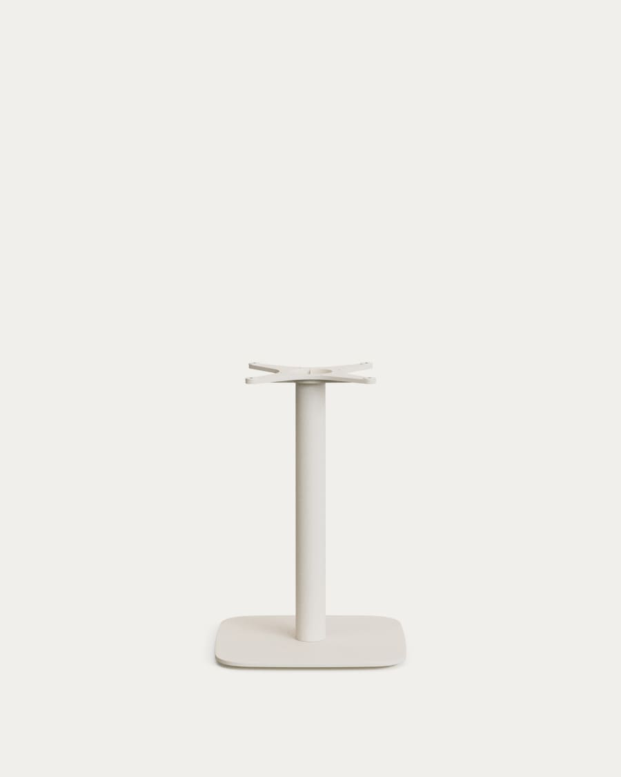 Dina outdoor round table with white cement top Ø70cm and white steel base 48x48x72cm