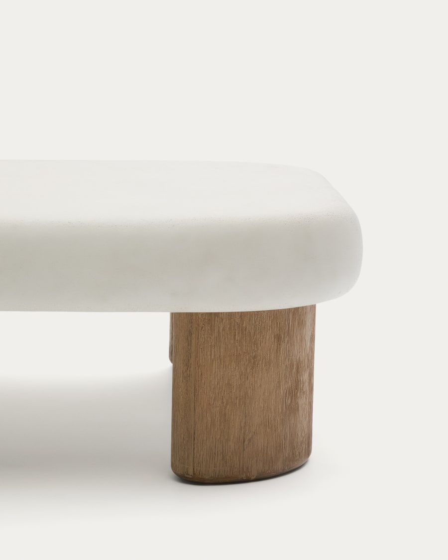 Labra coffee table in cement and acacia wood 80 x 80cm
