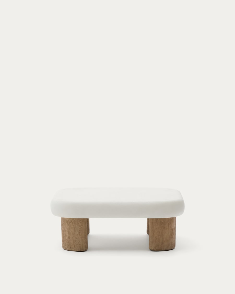 Labra coffee table in cement and acacia wood 80 x 80cm