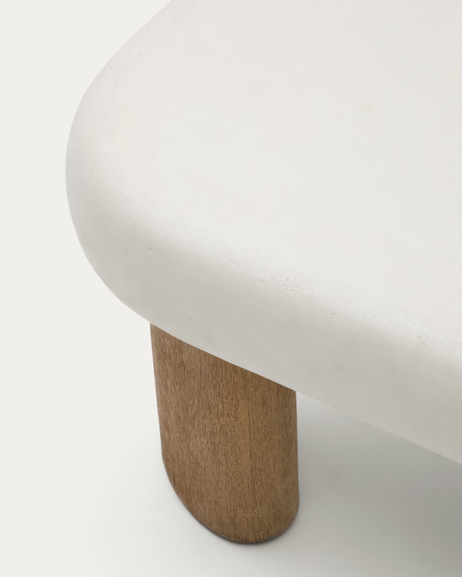 Labra coffee table in cement and acacia wood 80 x 80cm