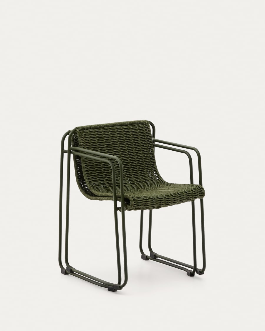 Maurina chair in green galvanised steel and green rope cord