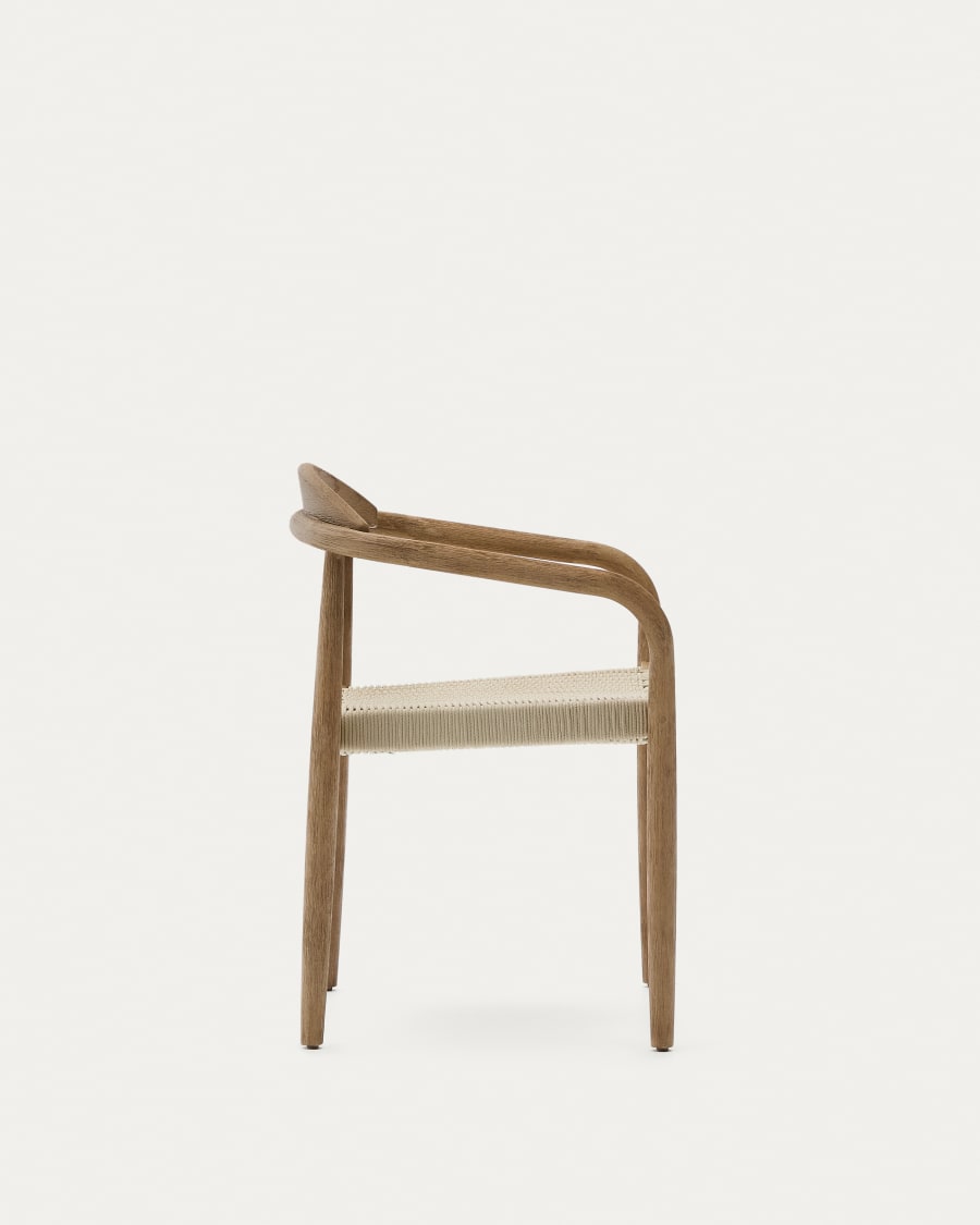 Nina stackable chair made of FSC 100% solid acacia wood and ecru rope cord