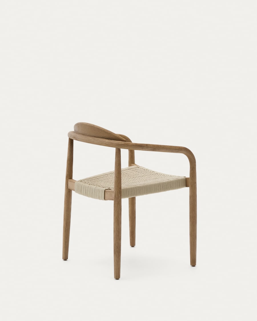 Nina stackable chair made of FSC 100% solid acacia wood and ecru rope cord