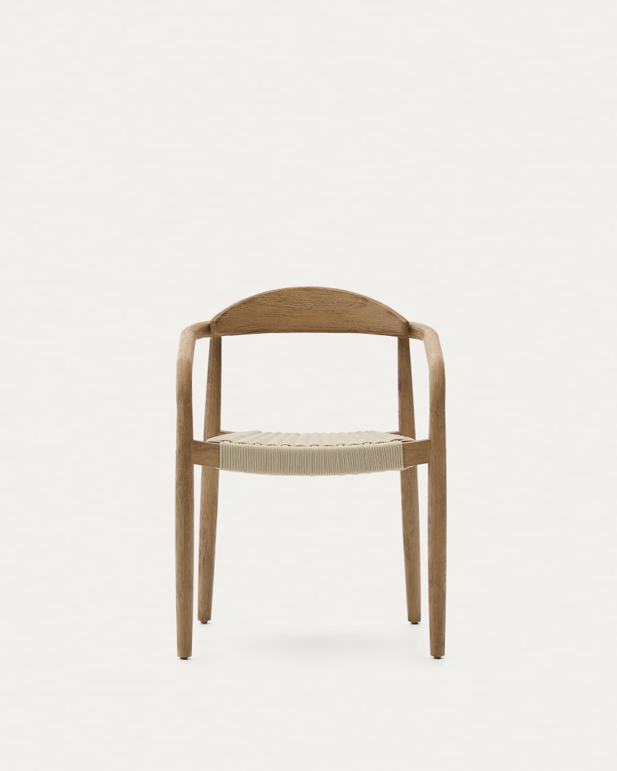 Nina stackable chair made of FSC 100% solid acacia wood and ecru rope cord