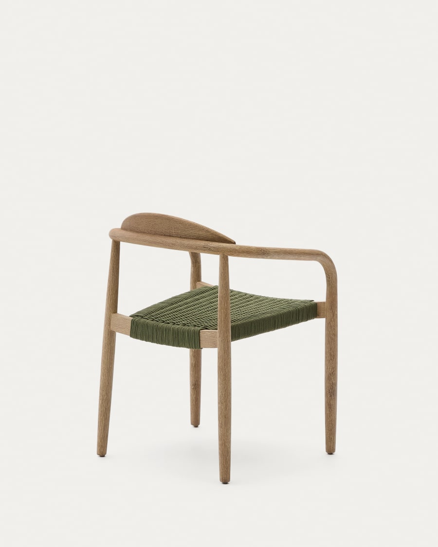 Nina stackable chair in FSC 100% solid acacia wood and green rope cord