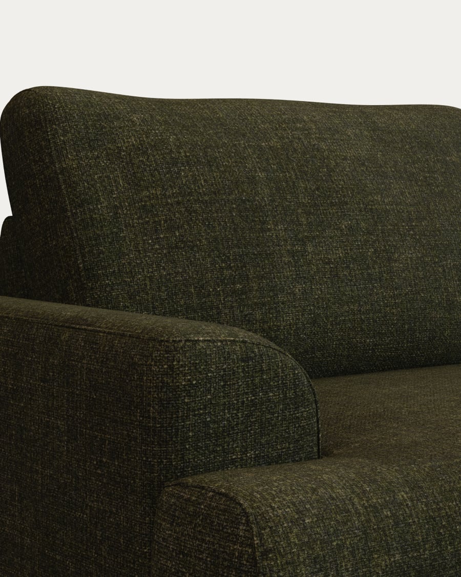 Karin 3-seater sofa green with solid beech wood legs with natural finish, 231 cm