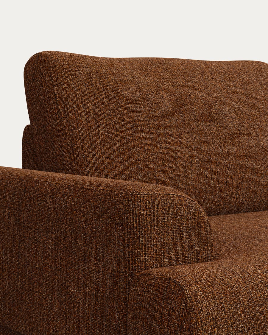 Karin 2-seater sofa dark orange with solid beech wood legs, 210 cm