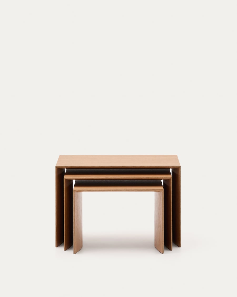 Litto set of 3 oak veneer nesting tables 60 x 40 / 51 x 36 / 42 x 31 cm