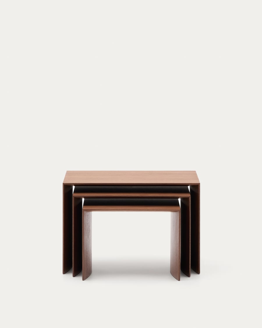Litto set of 3 walnut veneer nesting tables 60 x 40 / 51 x 36 / 42 x 31 cm