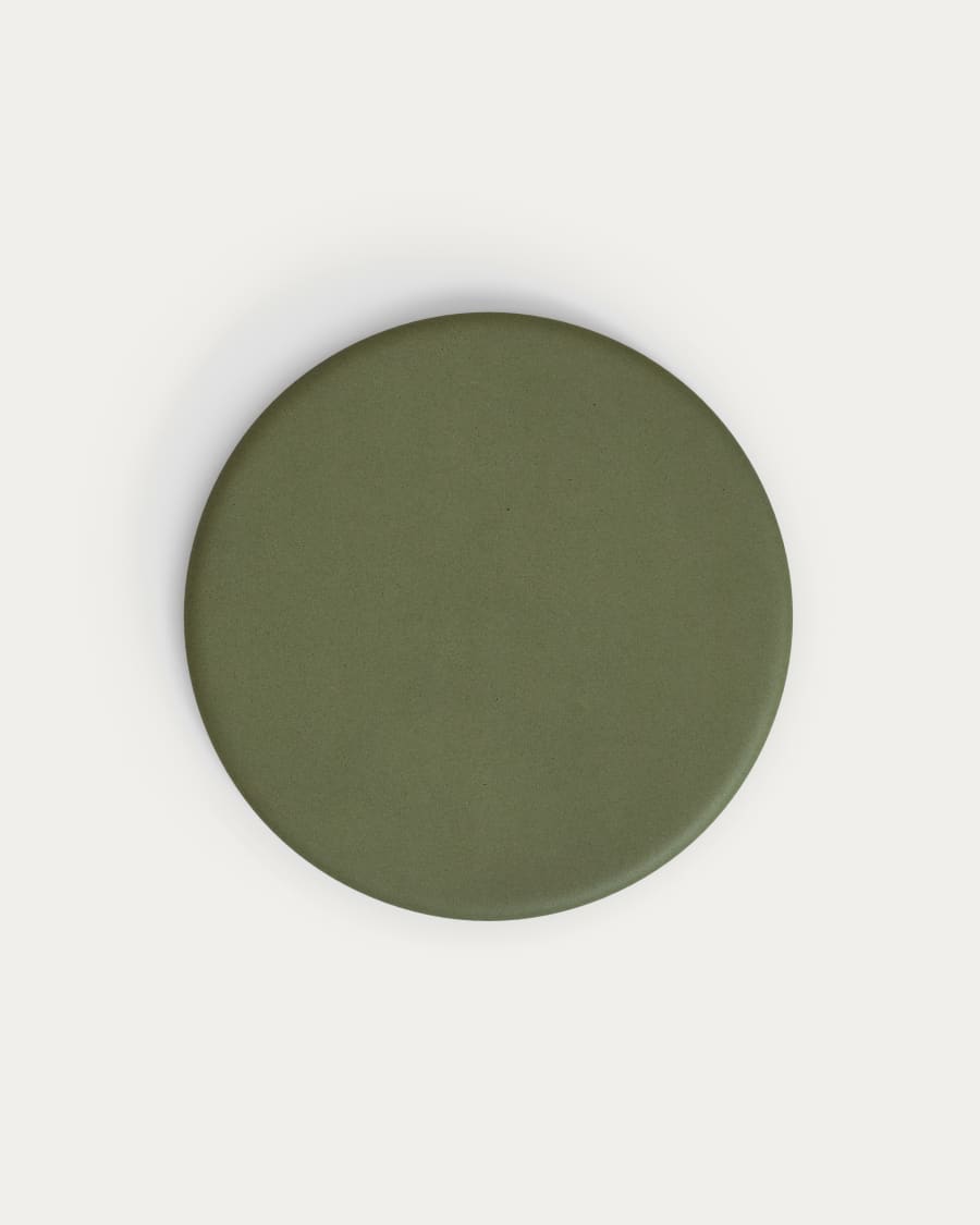 Esilda outdoor round table with green cement top Ø70cm and green steel base Ø55x72cm